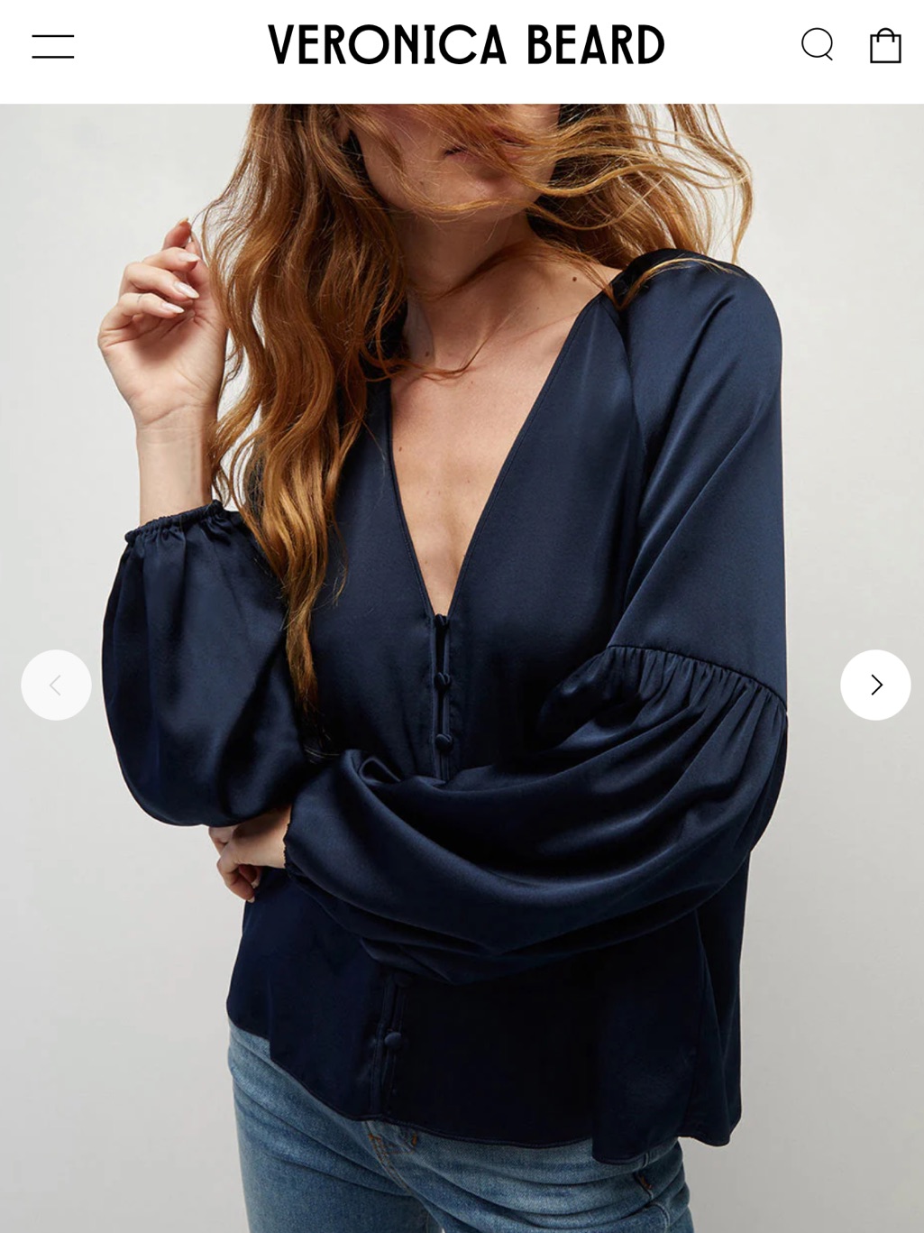 Veronica Beard Valentin Silk Top In Navy | Long Sleeve, Nwt | Size 00